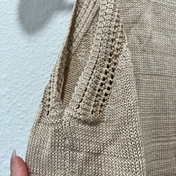 Knitted Crochet Tank Top - Beige Y2K Layering Piece Size Medium - Picture 5 of 7